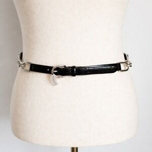 White House Black Market, New Black Silver Chain Link Leather Belt SZ Small